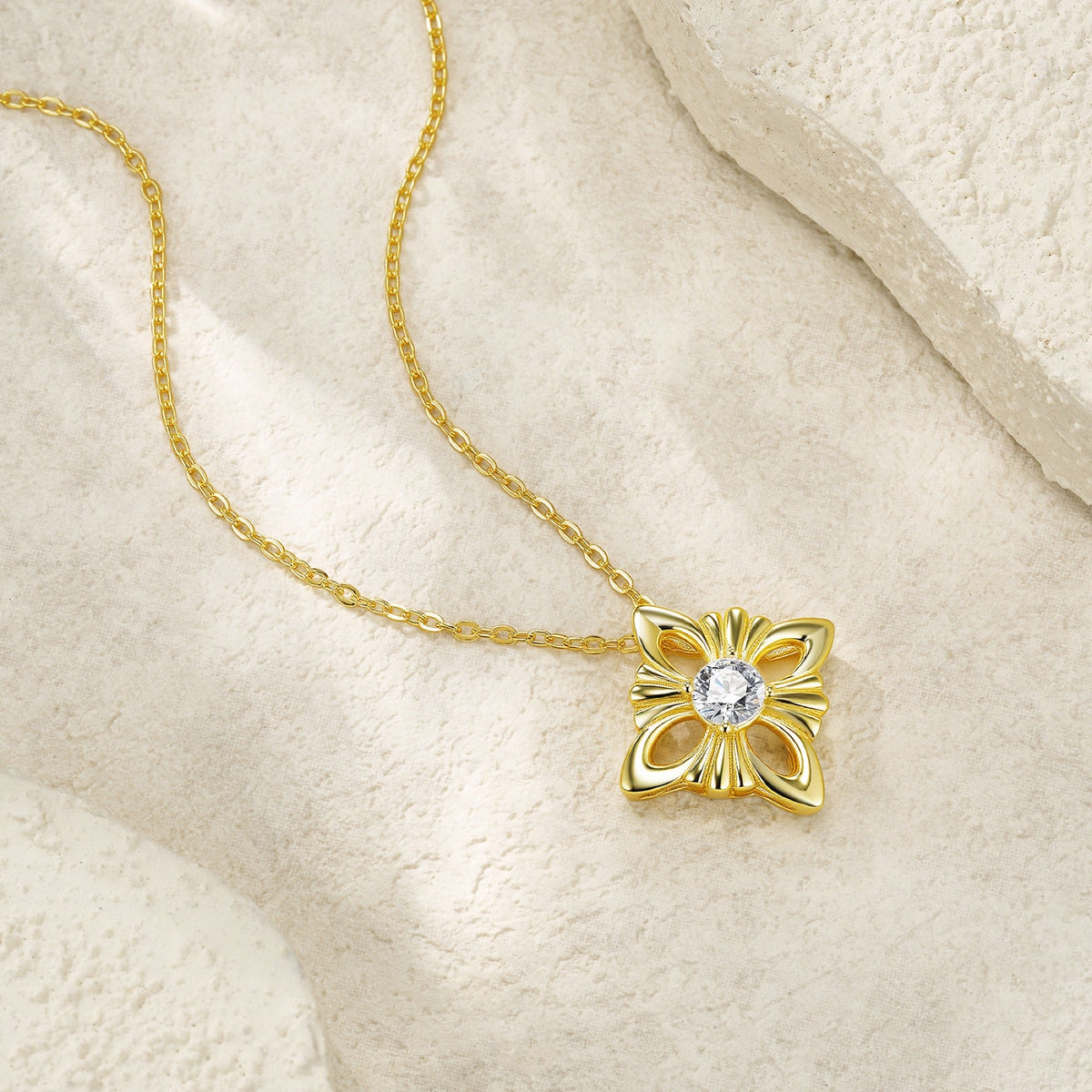 Trefoil 0.5 Carat Moissanite Clover Pendant Necklace in Gold-Tone Sterling Silver