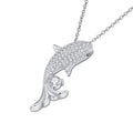 Marina Moissanite Dolphin Pendant Necklace in Sterling Silver