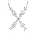 Initial X Moissanite Cluster Initial Pendant Necklace in Sterling Silver
