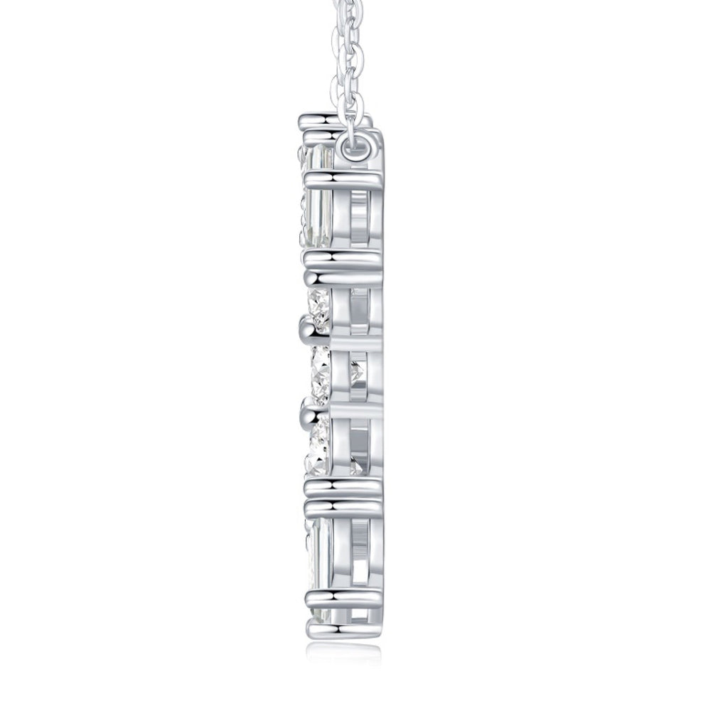 Initial X Moissanite Cluster Initial Pendant Necklace in Sterling Silver