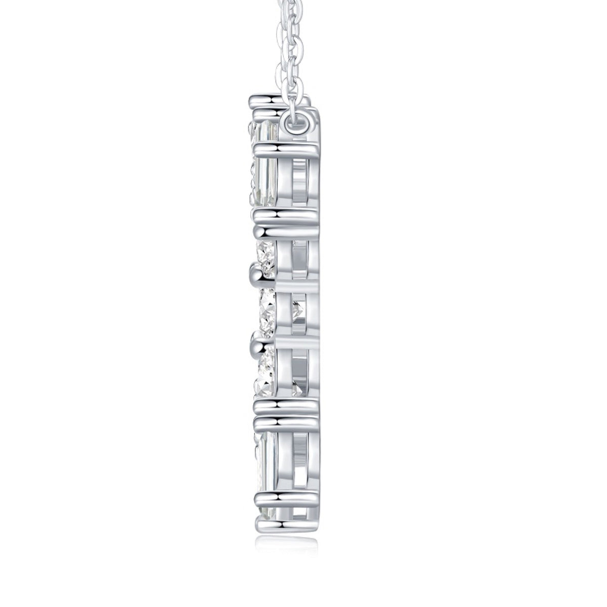 Initial X Moissanite Cluster Initial Pendant Necklace in Sterling Silver