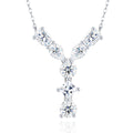 Initial Y Moissanite Cluster Initial Pendant Necklace in Sterling Silver