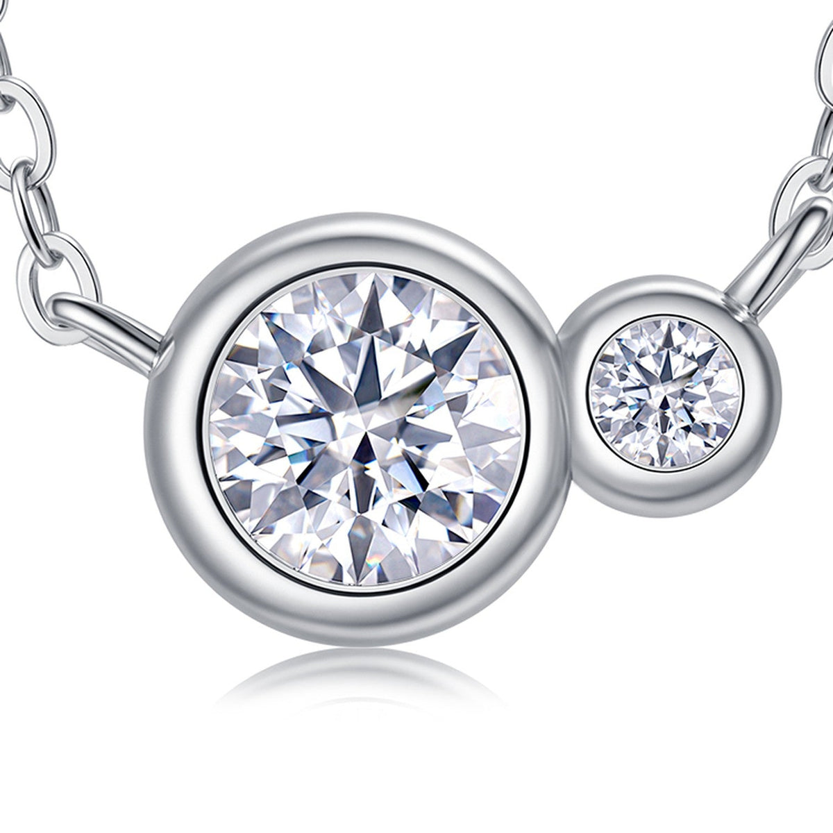 Duo 0.5 Carat Moissanite Two-Stone Necklace in Sterling Silver