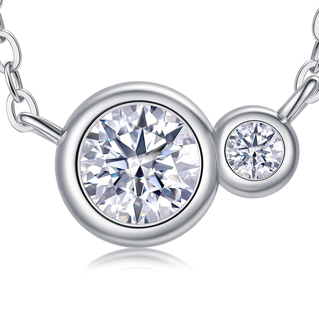 Duo 0.5 Carat Moissanite Two-Stone Necklace in Sterling Silver