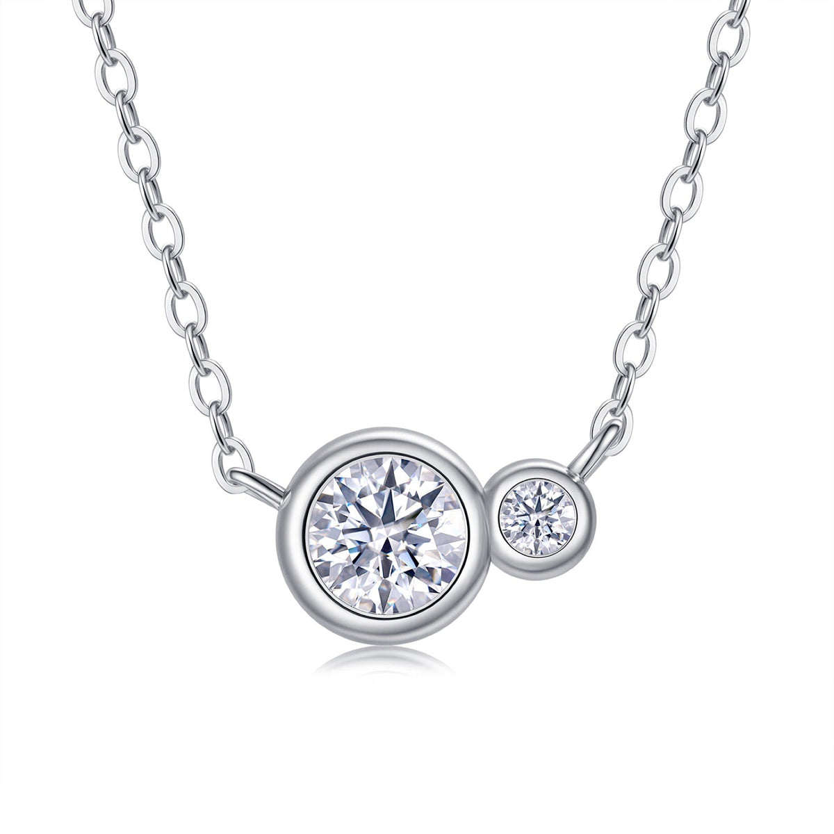 Duo 0.5 Carat Moissanite Two-Stone Necklace in Sterling Silver