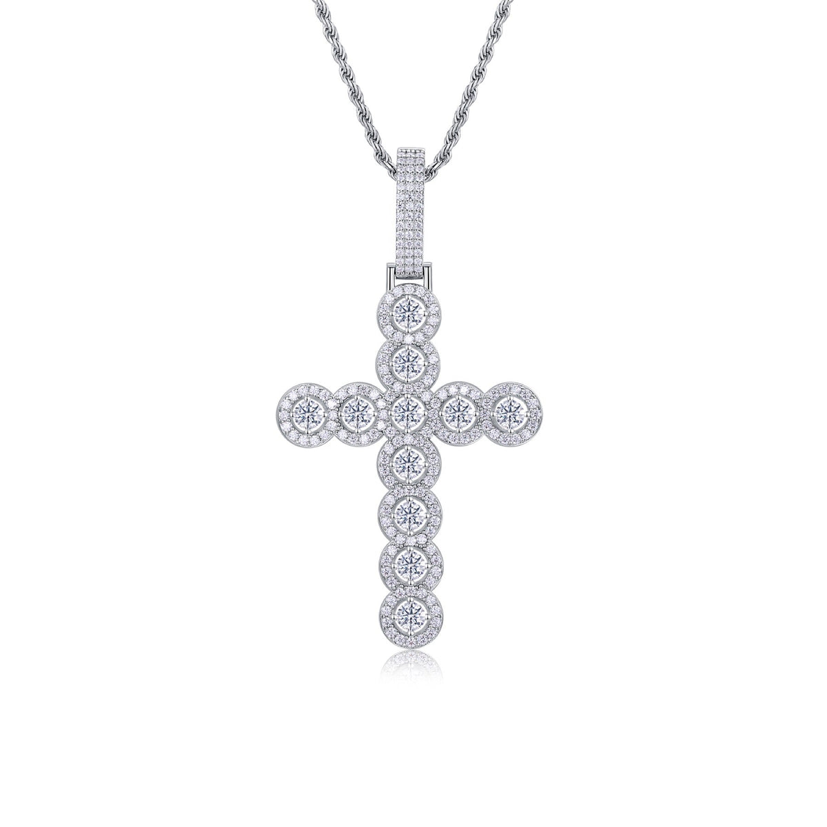 Redeemer Moissanite Cross Necklace in Sterling Silver