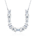 Initial U Moissanite Cluster Initial Pendant Necklace in Sterling Silver