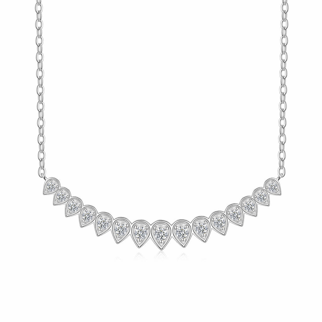 Arc Moissanite Curved Bar Necklace in Sterling Silver