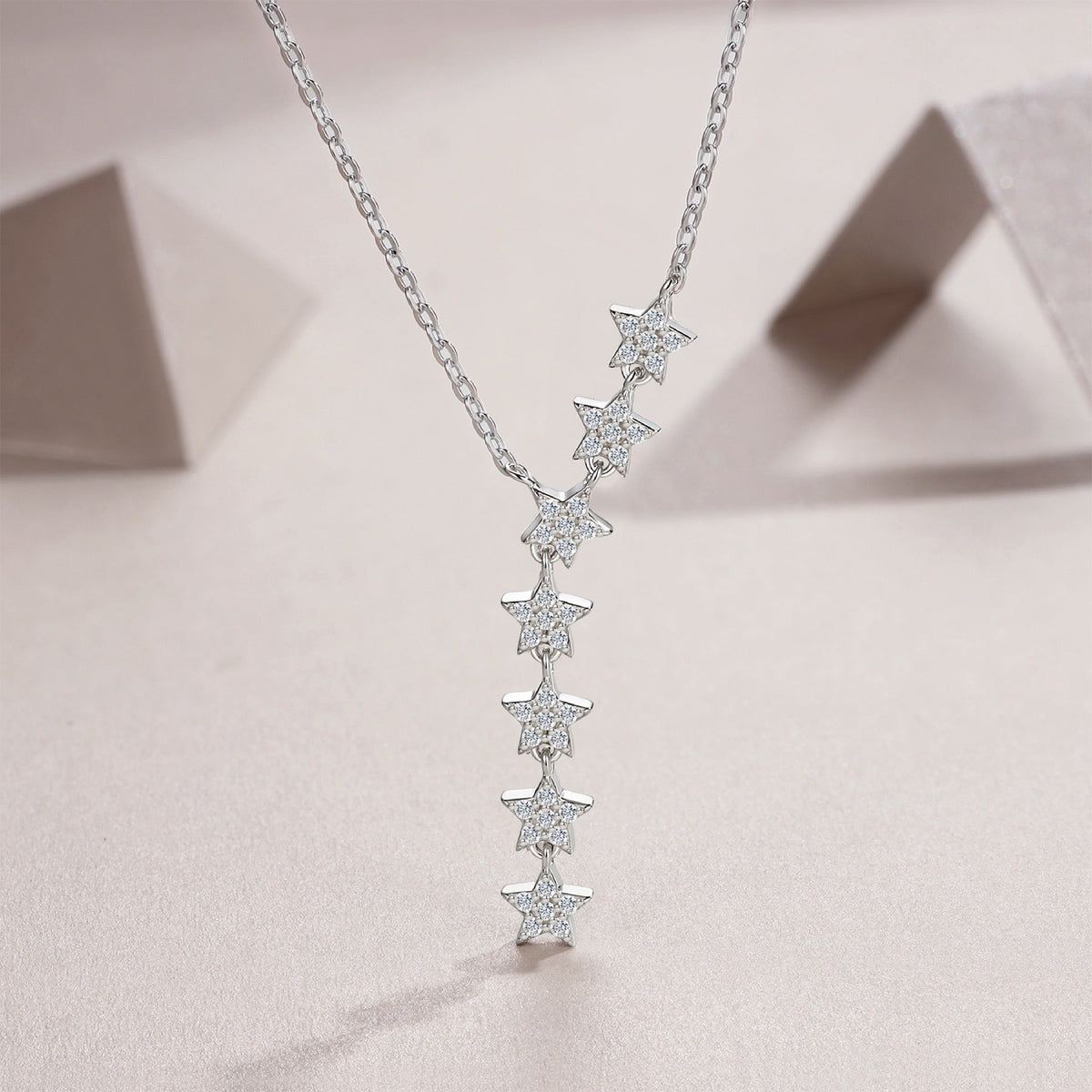 Meteor Moissanite Star Drop Necklace in Sterling Silver