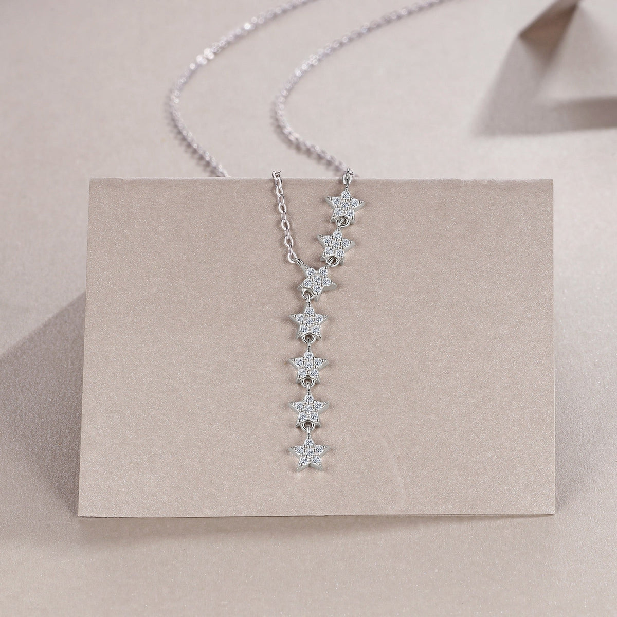 Meteor Moissanite Star Drop Necklace in Sterling Silver