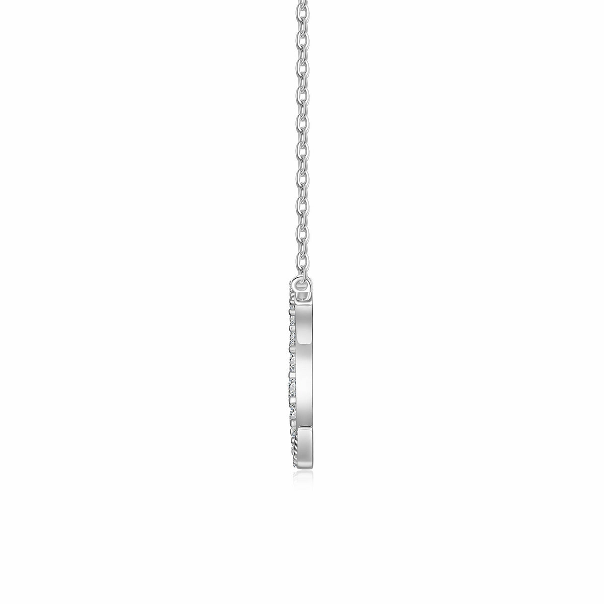 Crescent Moissanite Crescent Moon Pendant Necklace in Sterling Silver