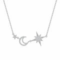 Nightfall Moissanite Moon and Star Necklace in Sterling Silver