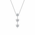 Trilogy 1 Carat Moissanite Three-Stone Drop Necklace in Sterling Silver