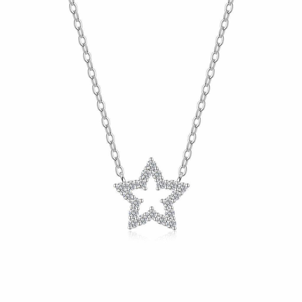 Astra Moissanite Star Pendant Necklace in Sterling Silver