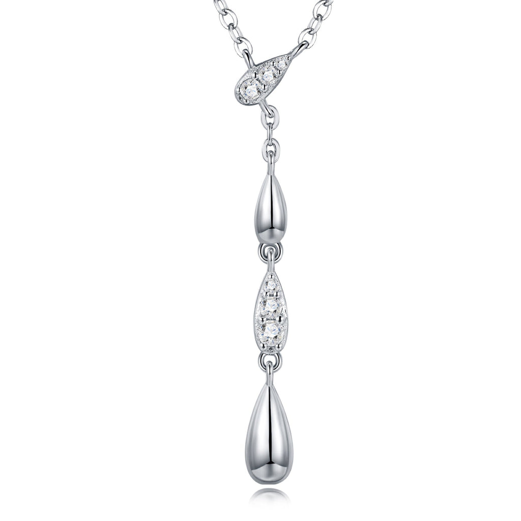 Gemma Moissanite Double Teardrop Necklace in Sterling Silver