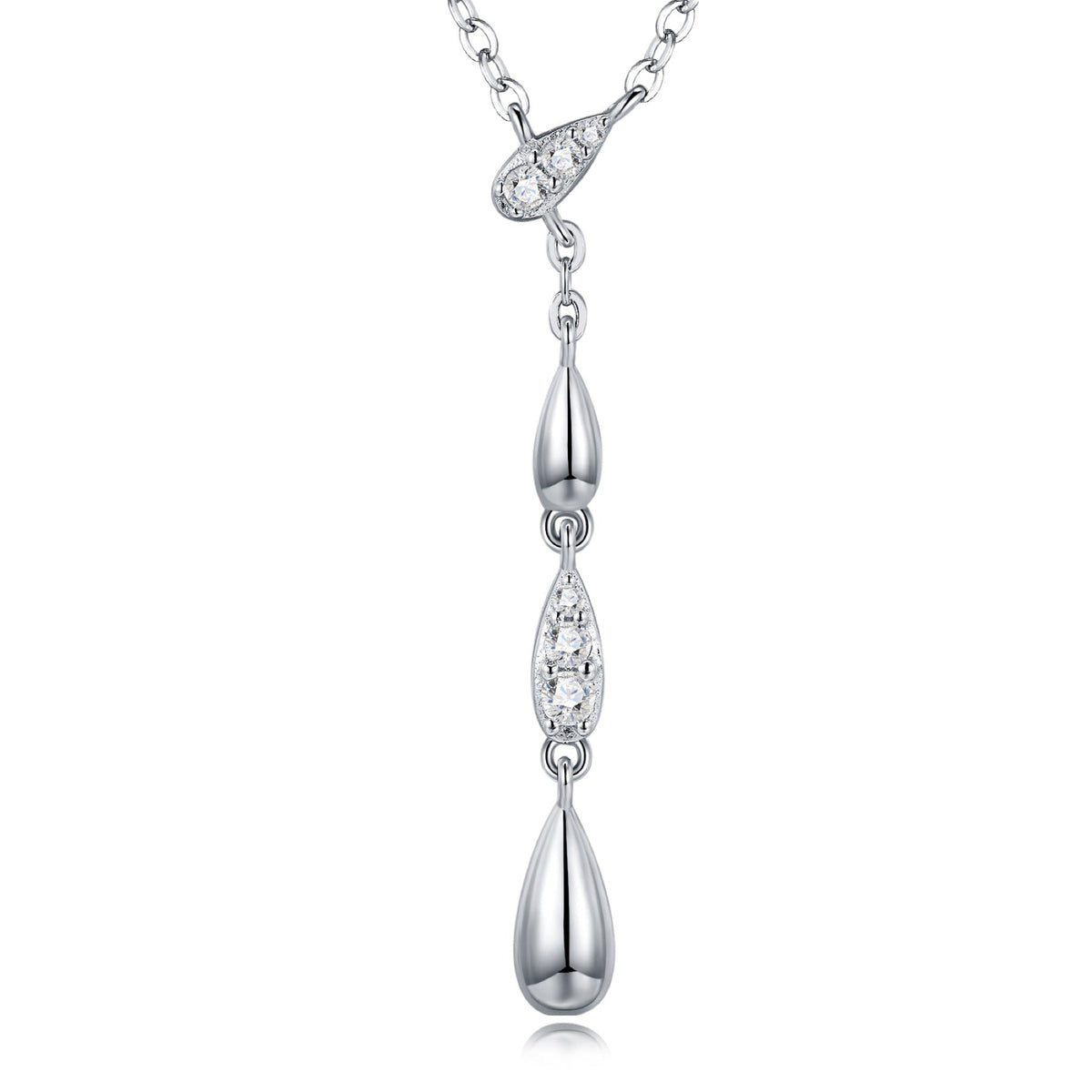 Gemma Moissanite Double Teardrop Necklace in Sterling Silver