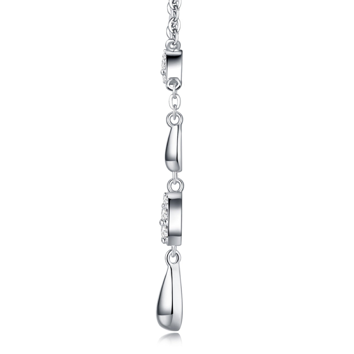 Gemma Moissanite Double Teardrop Necklace in Sterling Silver
