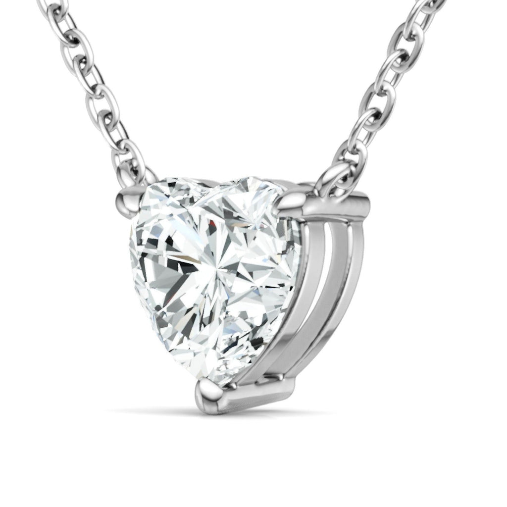 Valentine Heart-Cut Moissanite Heart Pendant Necklace in Sterling Silver
