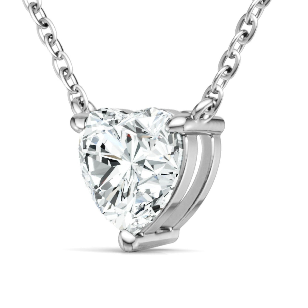 Valentine Heart-Cut Moissanite Heart Pendant Necklace in Sterling Silver