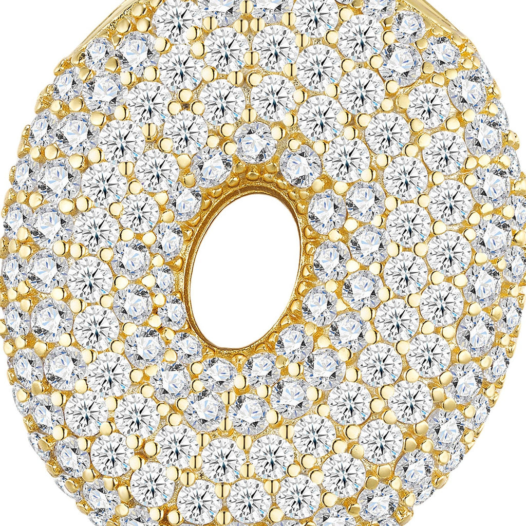 Oversized Initial O Moissanite Bubble Pendant Necklace in Gold-Tone Sterling Silver