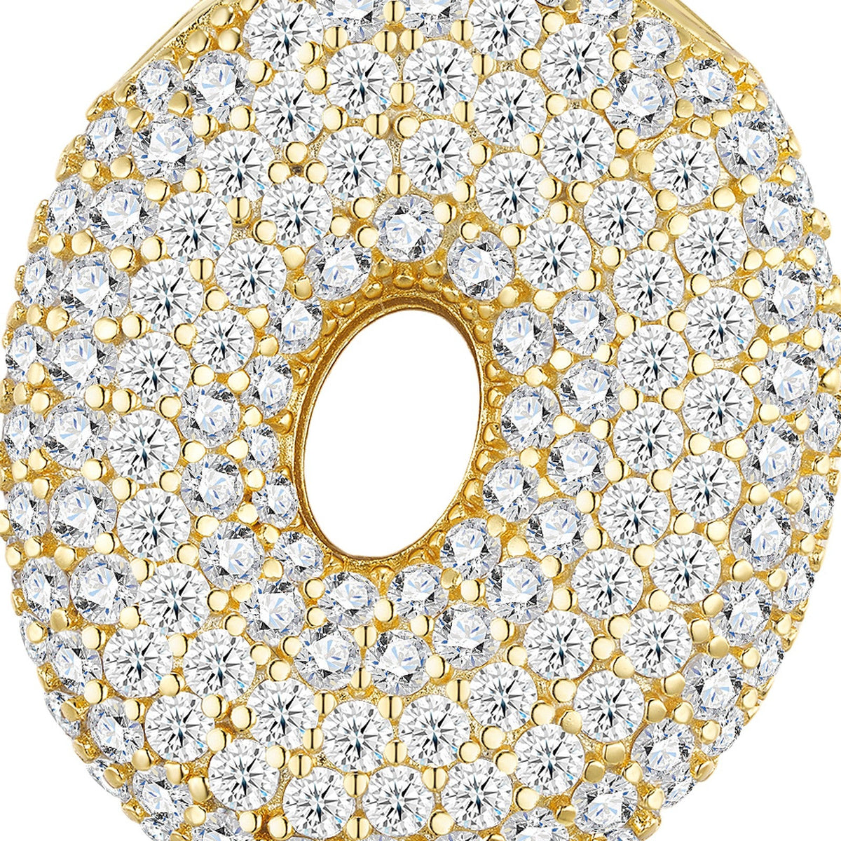 Oversized Initial O Moissanite Bubble Pendant Necklace in Gold-Tone Sterling Silver