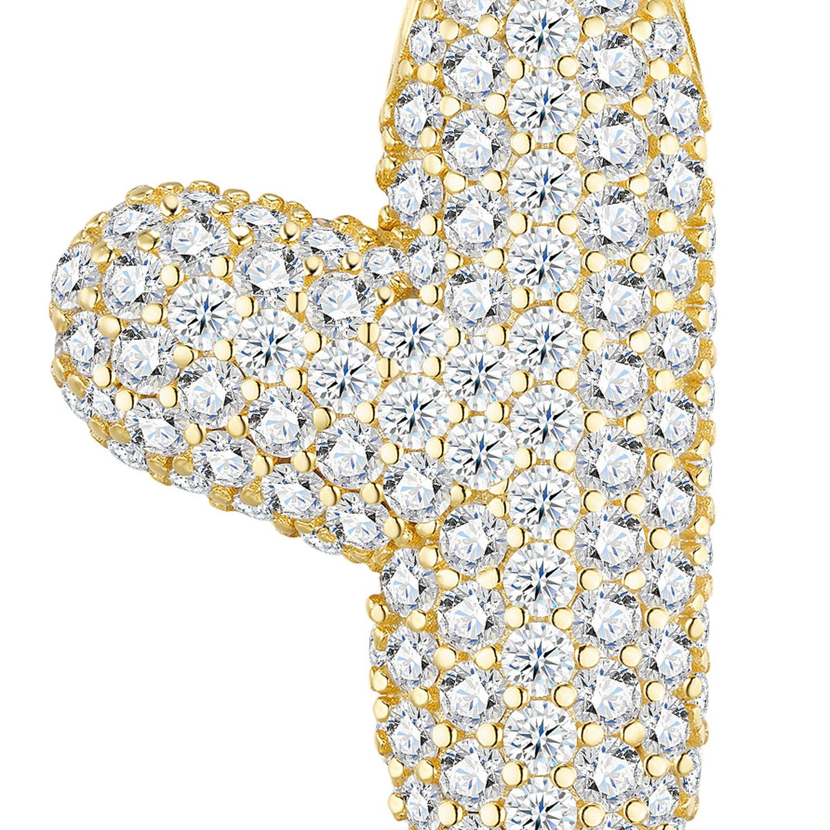 Oversized Initial Y Moissanite Bubble Pendant Necklace in Gold-Tone Sterling Silver