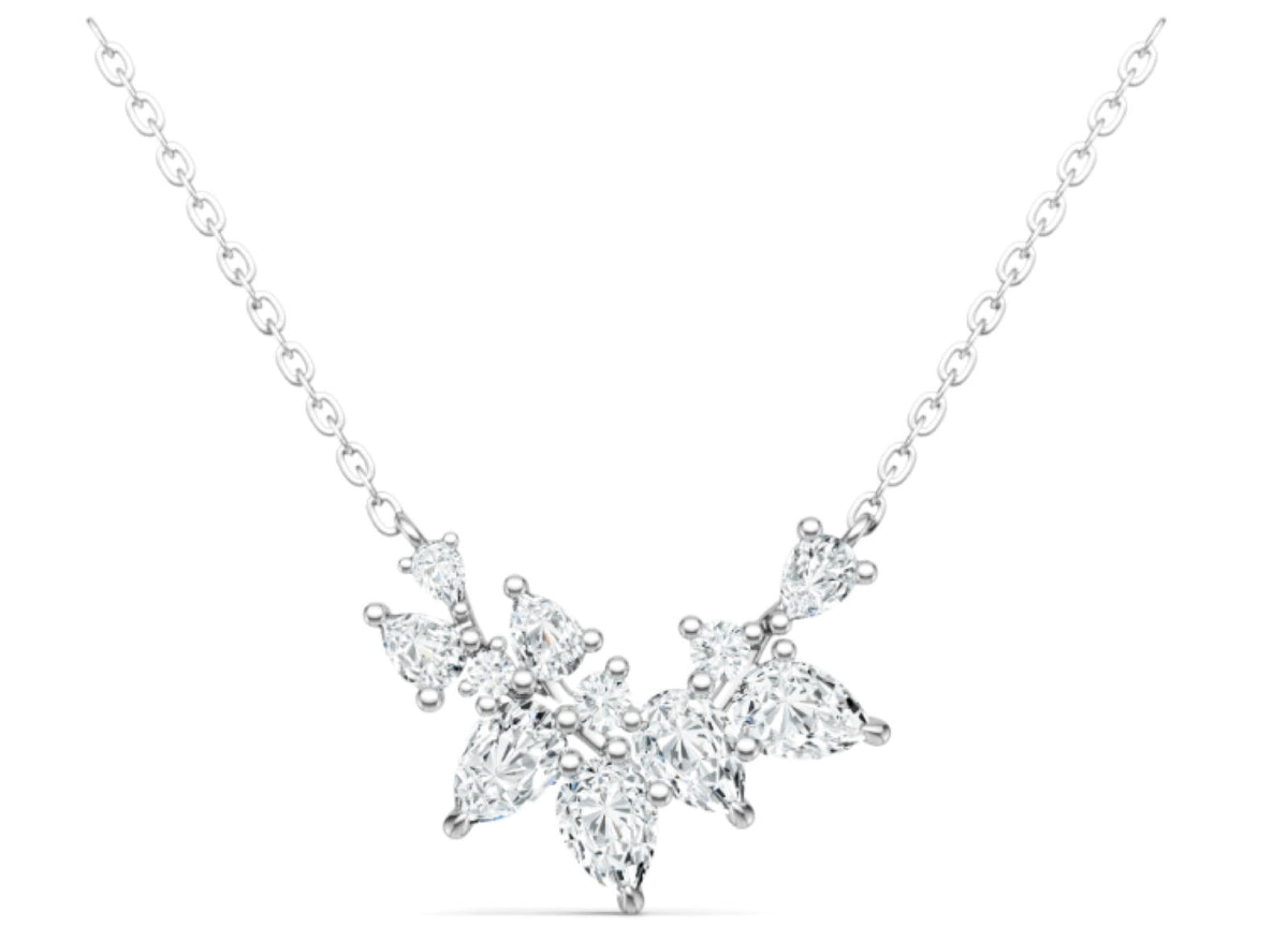 Bouquet Moissanite Cluster Necklace in Sterling Silver