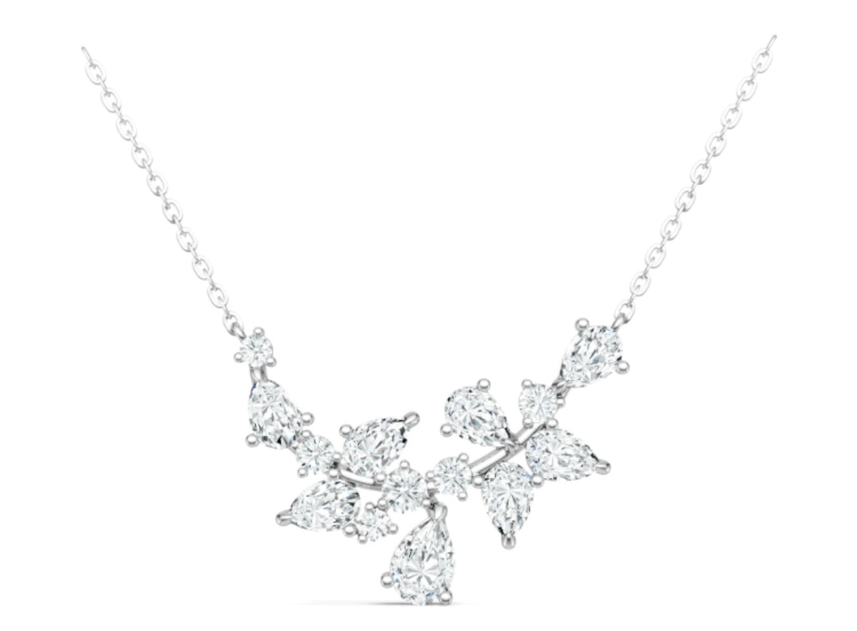 Whisper Moissanite Cluster Bar Necklace in Sterling Silver