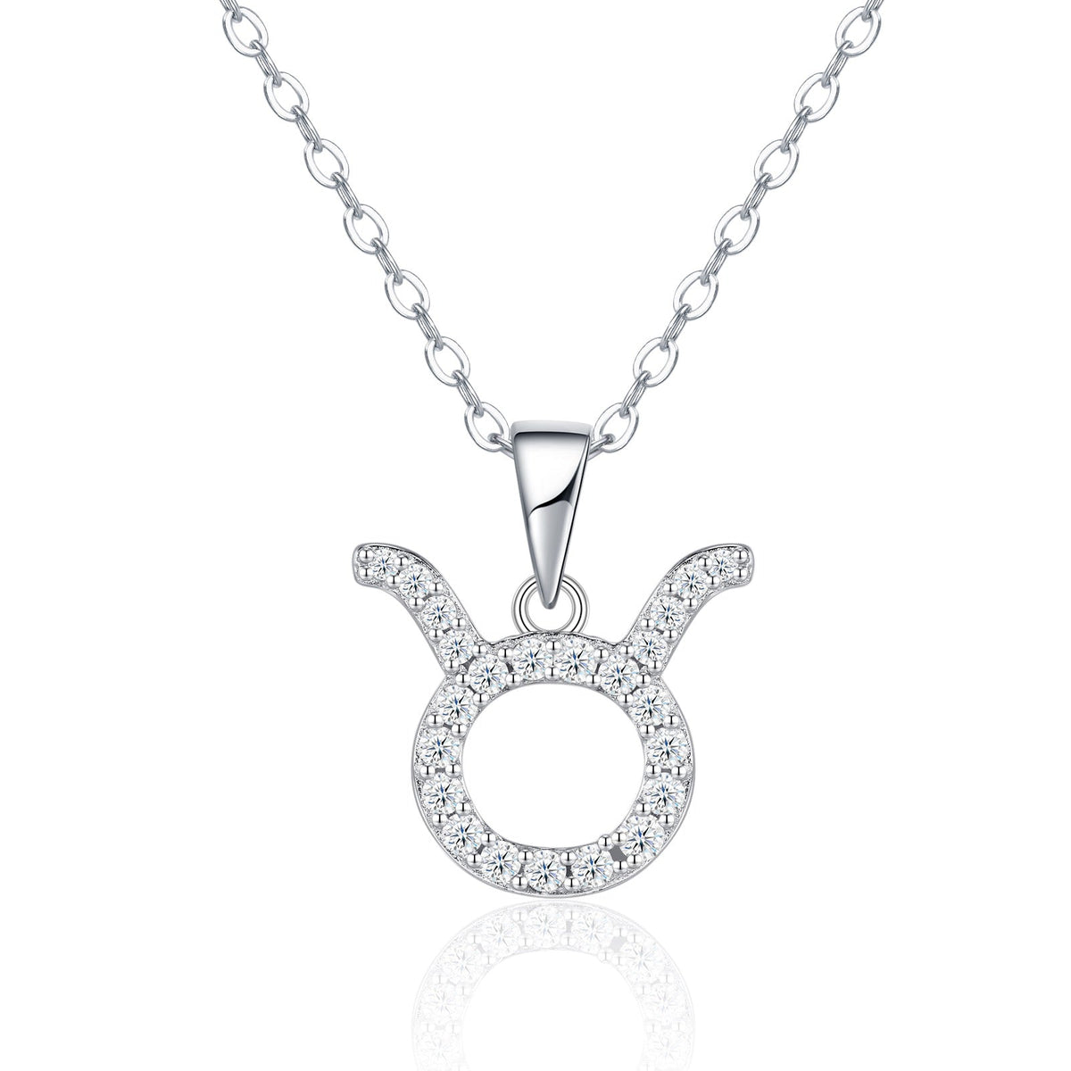 Taurus Moissanite Zodiac Pendant Necklace in Sterling Silver