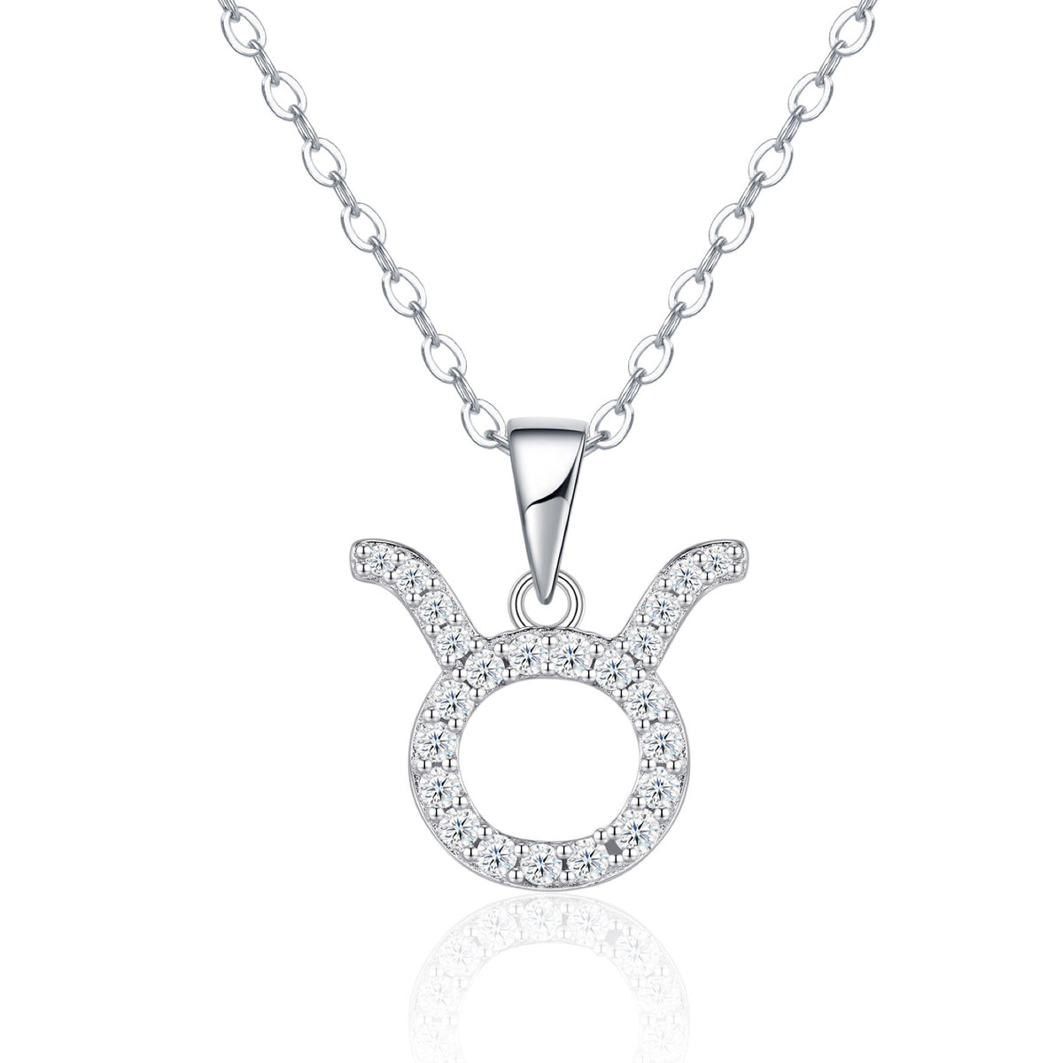 Taurus Moissanite Zodiac Pendant Necklace in Sterling Silver