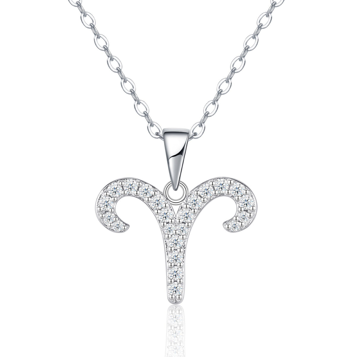 Aries Moissanite Zodiac Pendant Necklace in Sterling Silver