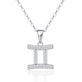 Gemini Moissanite Zodiac Pendant Necklace in Sterling Silver