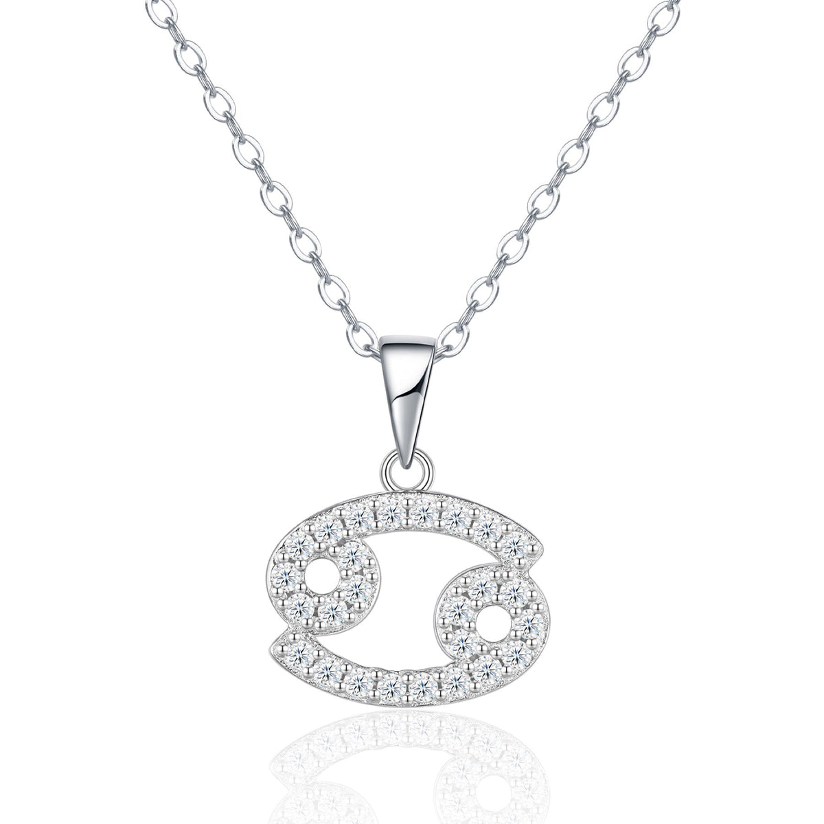 Cancer Moissanite Zodiac Pendant Necklace in Sterling Silver