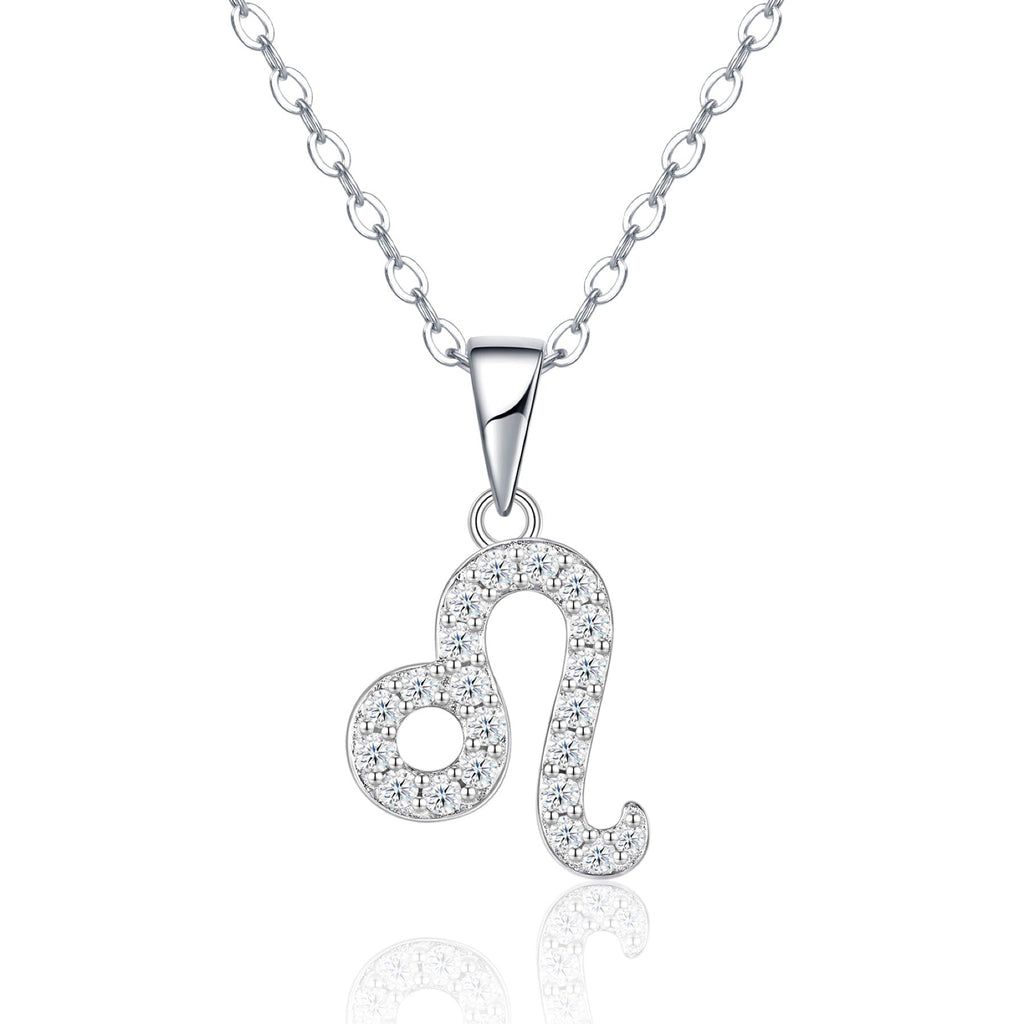 Leo Moissanite Zodiac Pendant Necklace in Sterling Silver