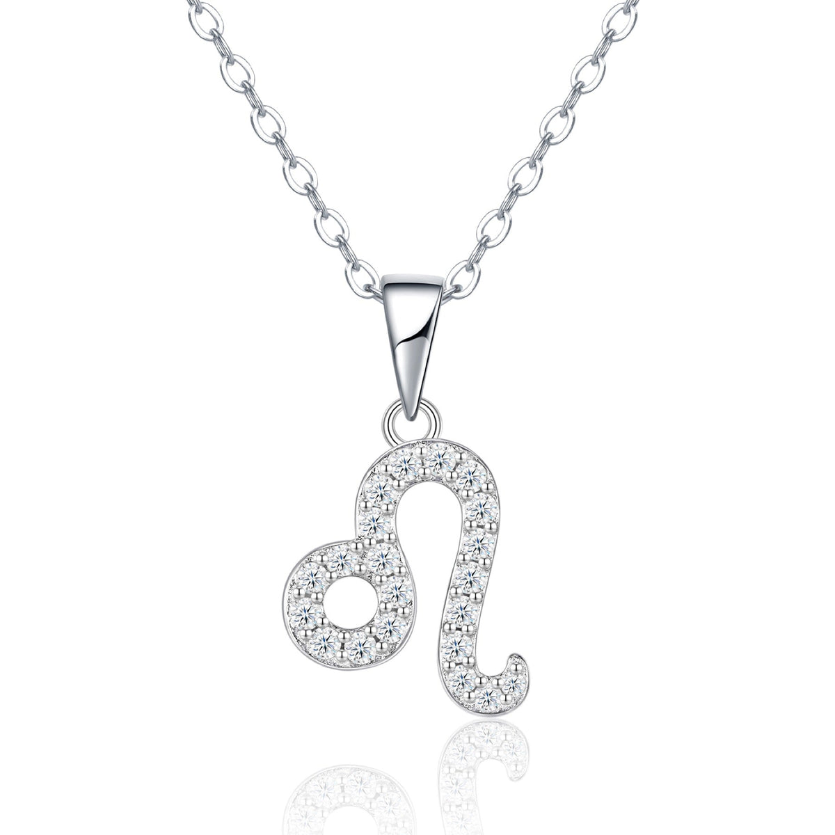 Leo Moissanite Zodiac Pendant Necklace in Sterling Silver