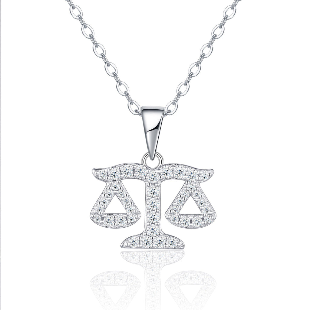 Libra Moissanite Zodiac Pendant Necklace in Sterling Silver