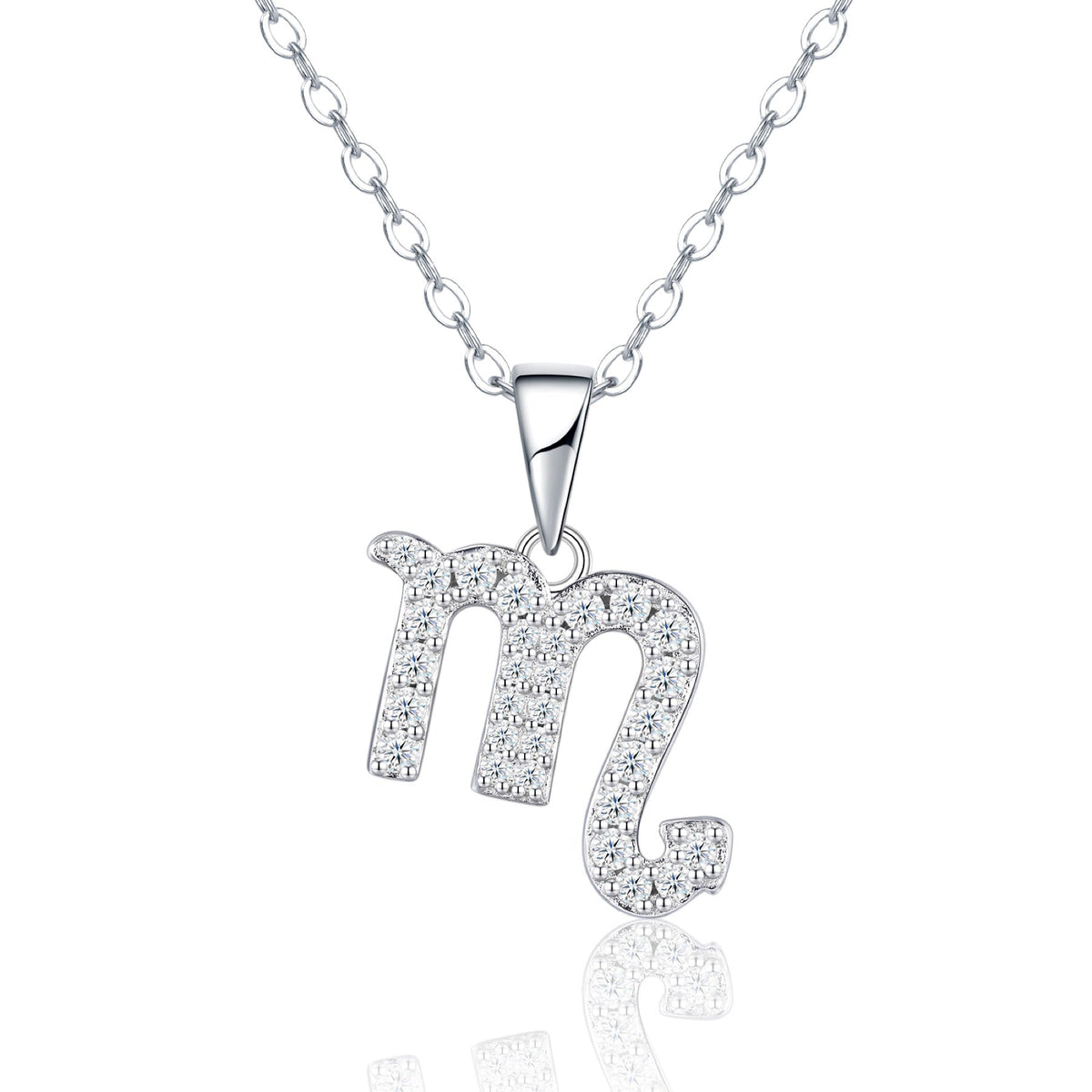 Scorpio Moissanite Zodiac Pendant Necklace in Sterling Silver