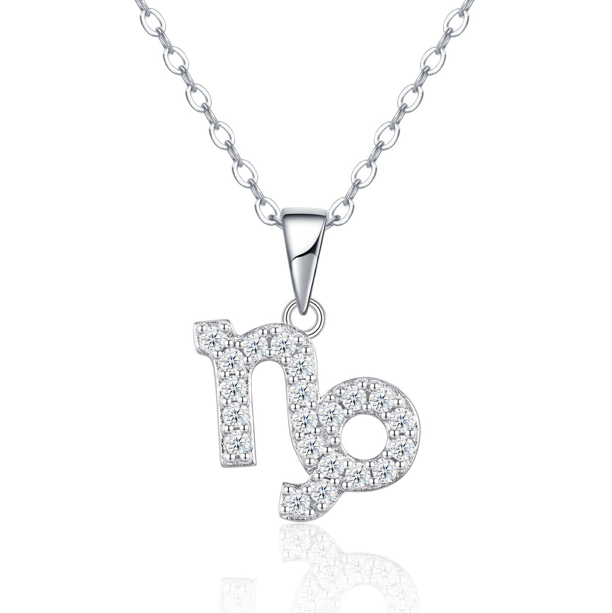 Capricorn Moissanite Zodiac Pendant Necklace in Sterling Silver
