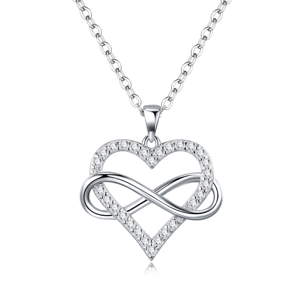 Infinity Moissanite Infinity Heart Necklace in Sterling Silver