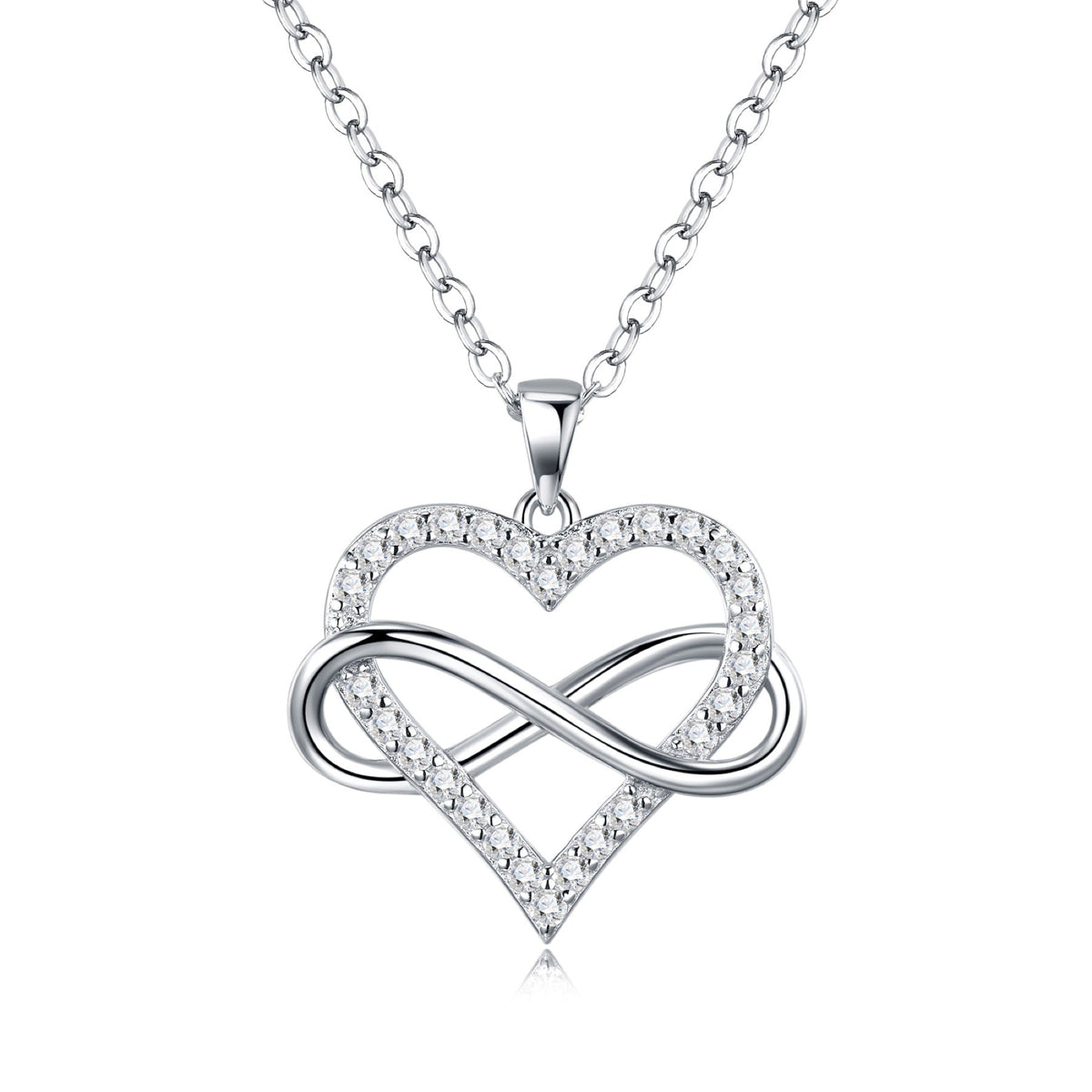 Infinity Moissanite Infinity Heart Necklace in Sterling Silver