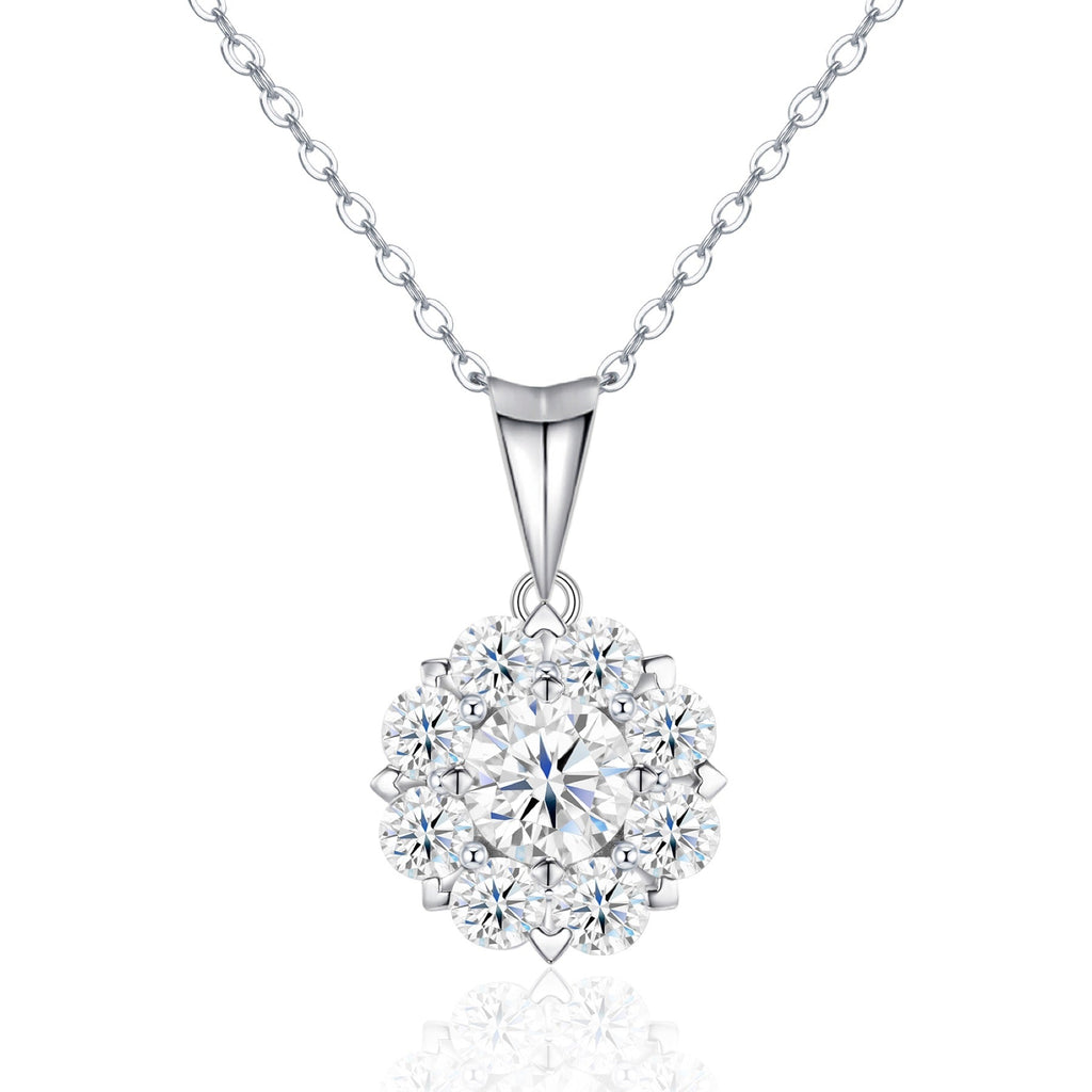 Fleur 1 Carat Moissanite Flower Pendant Necklace in Sterling Silver