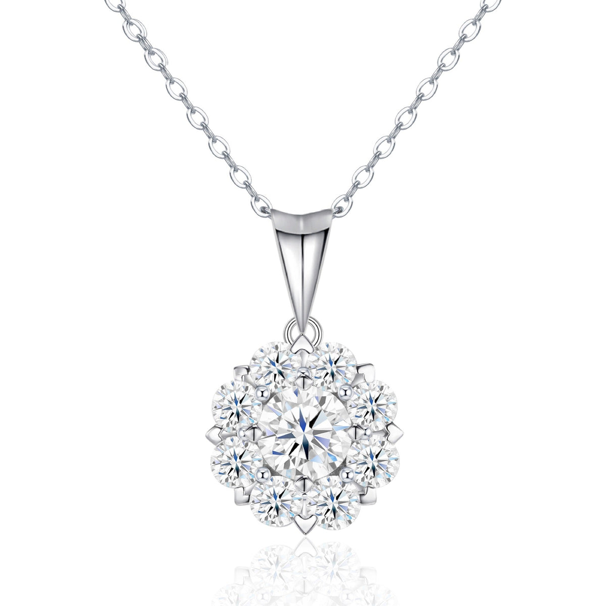 Fleur 1 Carat Moissanite Flower Pendant Necklace in Sterling Silver