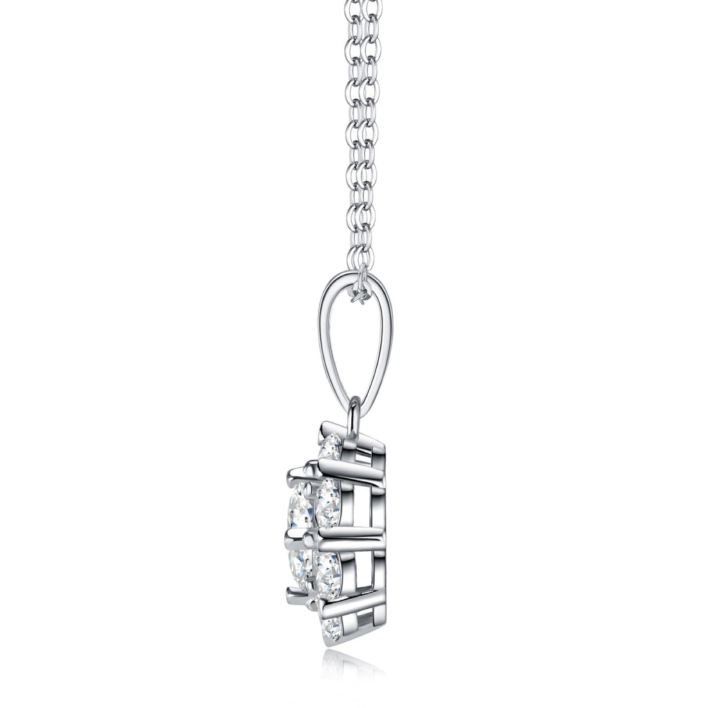 Fleur 1 Carat Moissanite Flower Pendant Necklace in Sterling Silver
