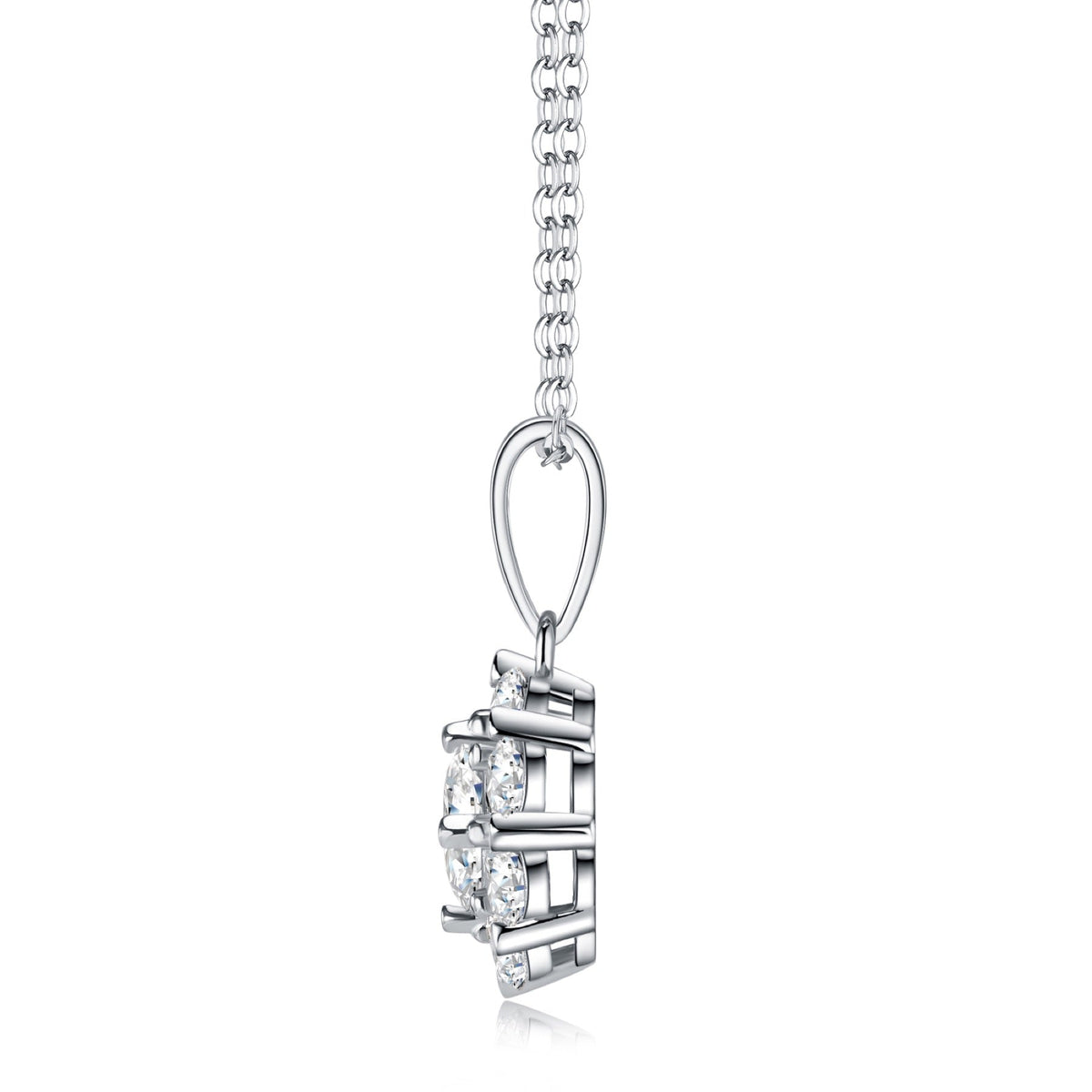 Fleur 1 Carat Moissanite Flower Pendant Necklace in Sterling Silver