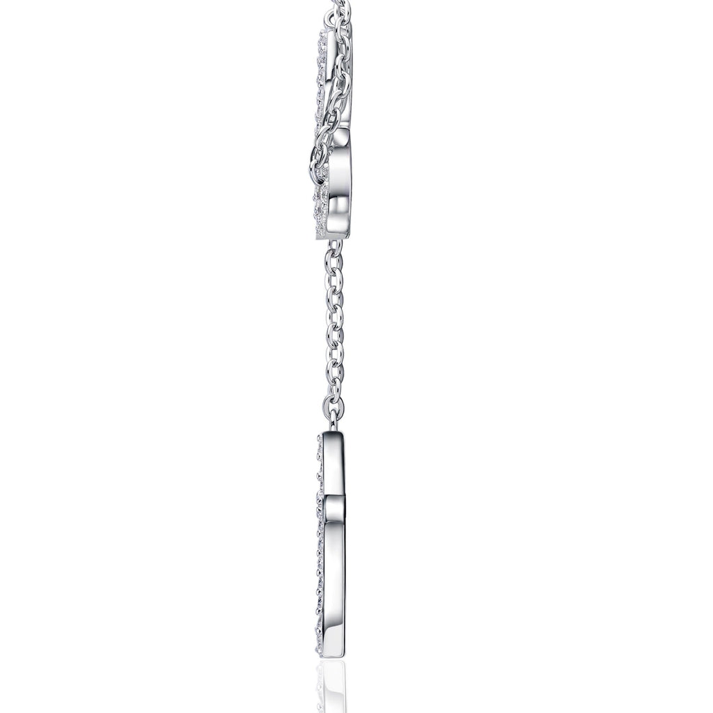 Eternal Moissanite Infinity Cross Lariat Necklace in Sterling Silver