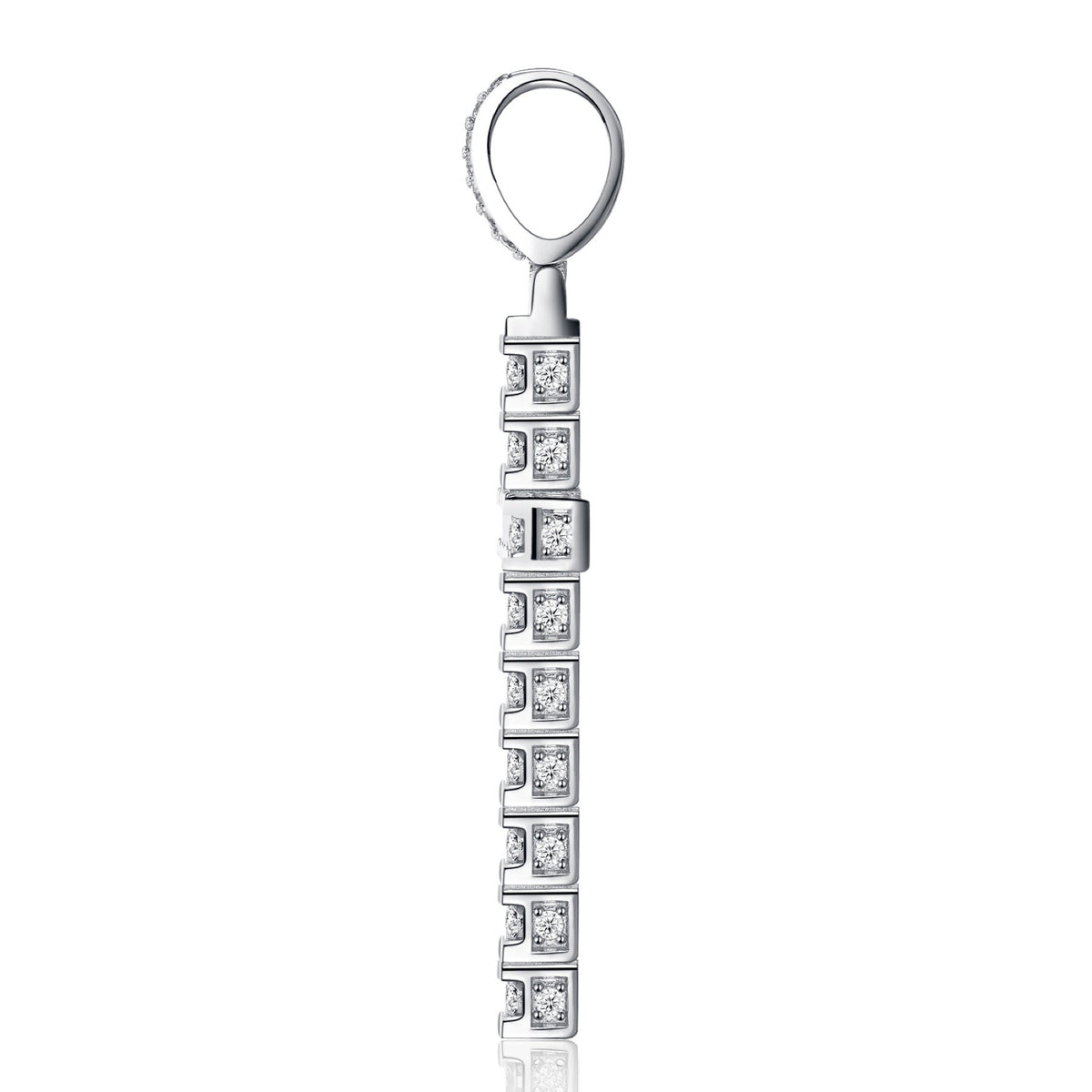 Testament Moissanite Cross Necklace in Sterling Silver