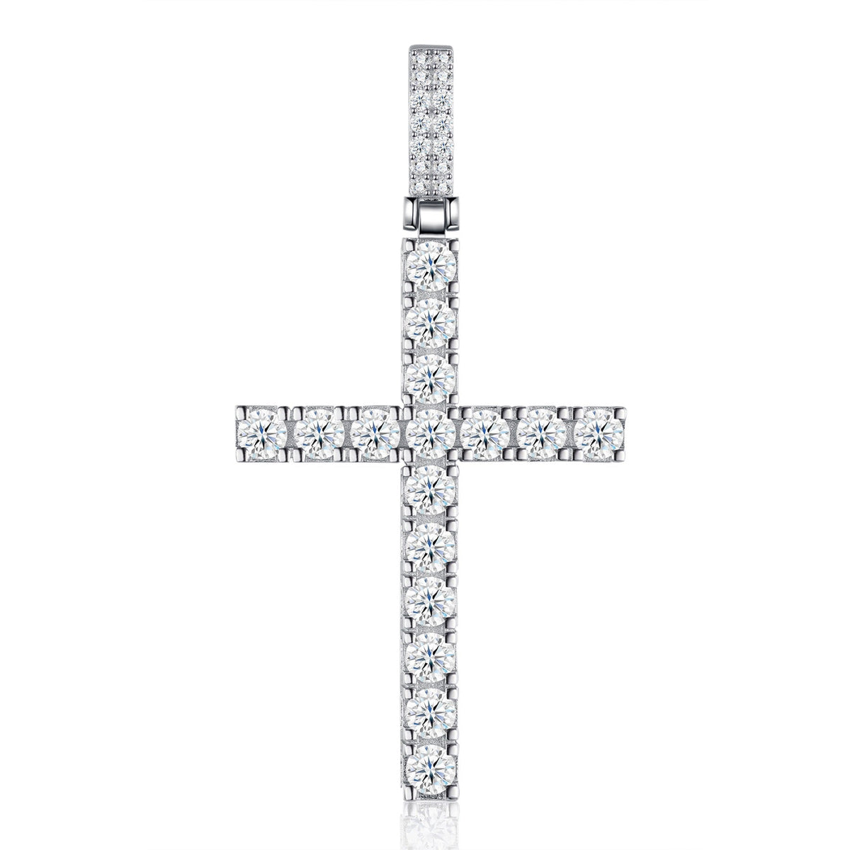 Testament Moissanite Cross Necklace in Sterling Silver
