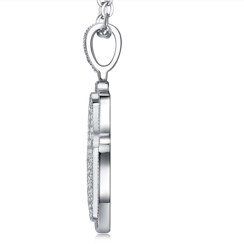 Amulet Moissanite Hamsa Pendant Necklace in Sterling Silver