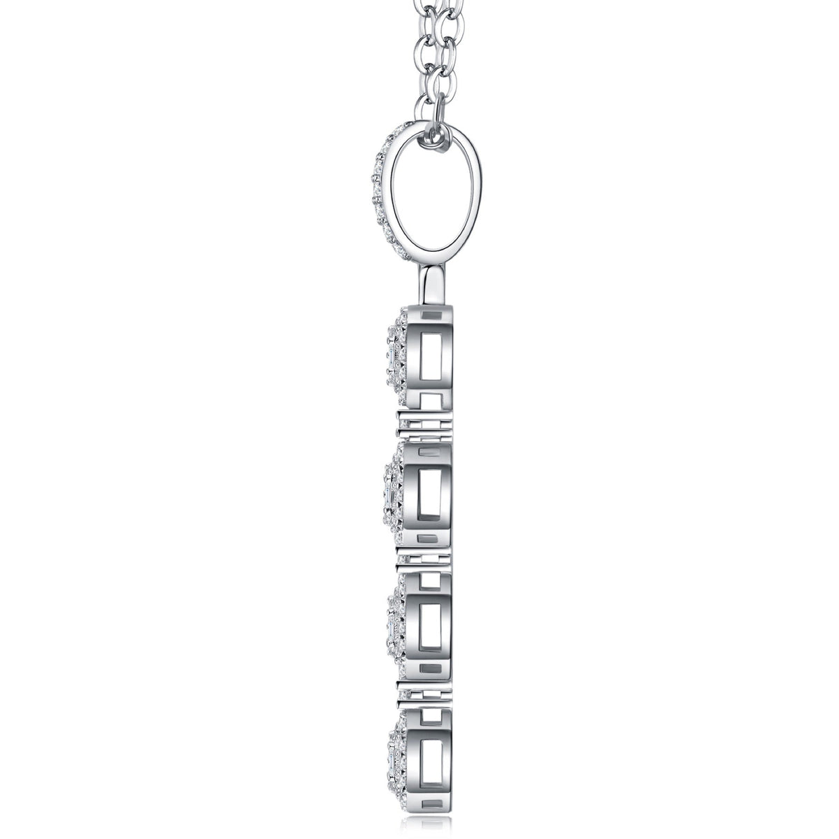 Dominion Moissanite Cross Necklace in Sterling Silver