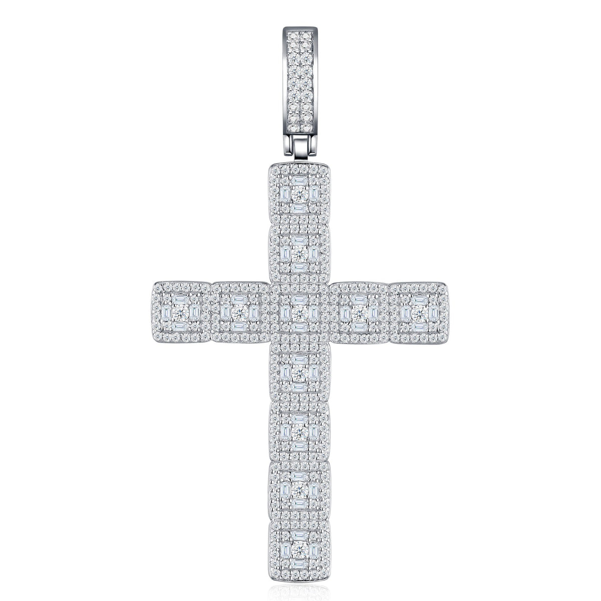 Ascension Moissanite Cross Necklace in Sterling Silver